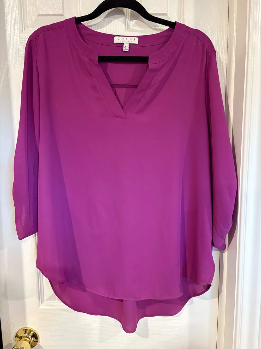 Chaus Women's Bright Magenta V-Slit Tunic Top